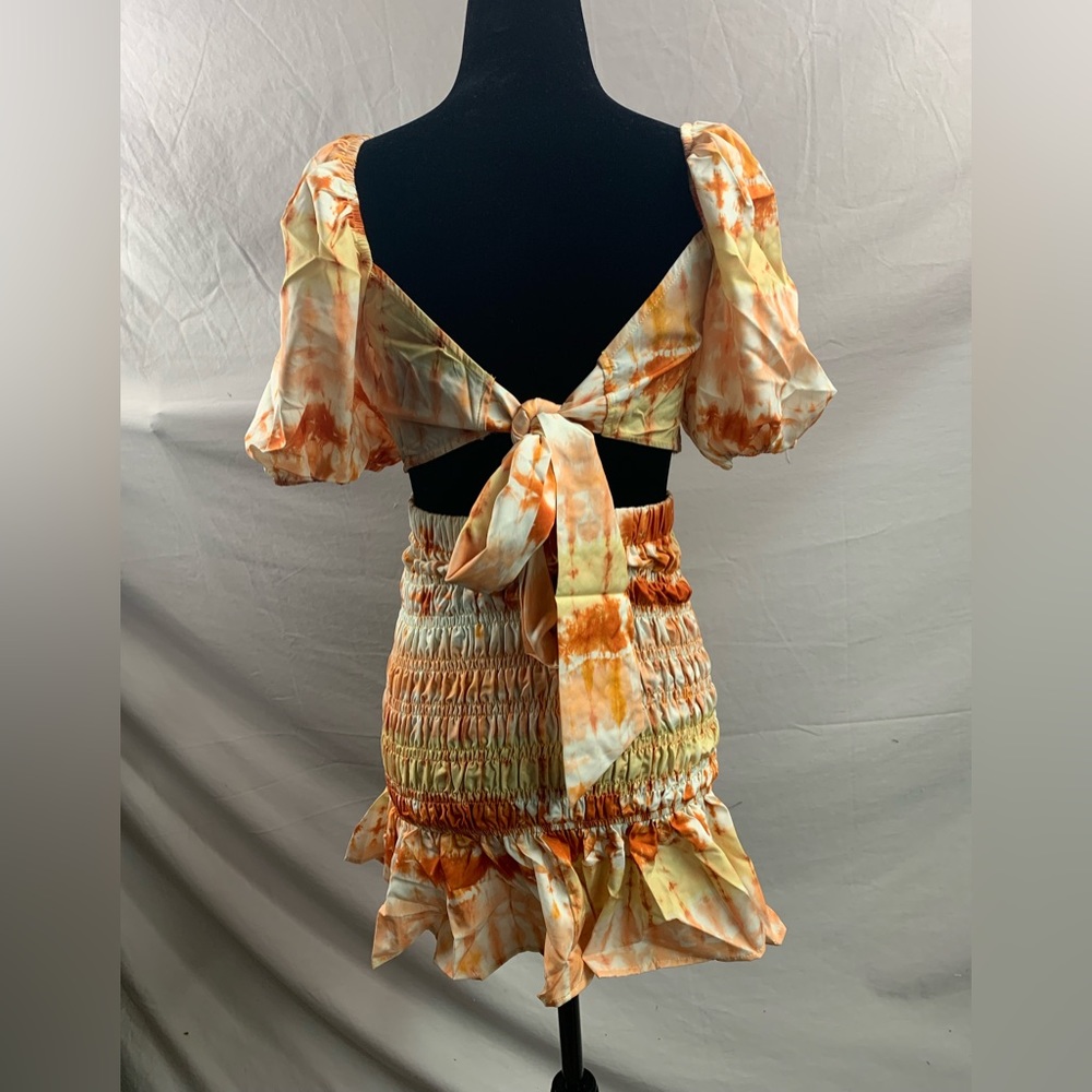 Tie Dye Shirred Crop Top & Ruffle Hem Mermaid Skirt 50% OFF - Picture 9 of 9